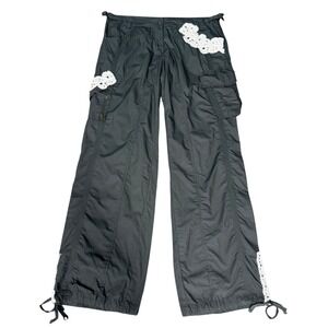 Freda Five Cargo Pants Green Crochet Baggy Lounge Loose Wide Leg Womens Large